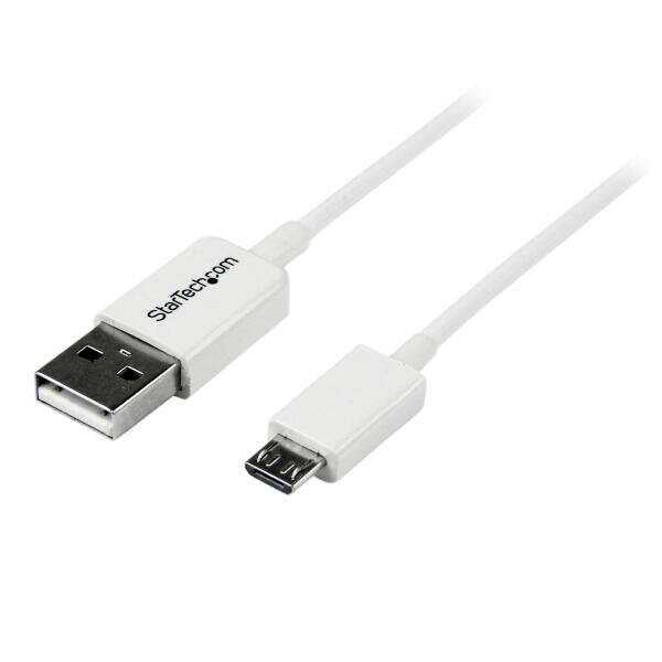 50cm ホワイト micro USB2.0ケーブル USB A オスーUSB micro-B オス