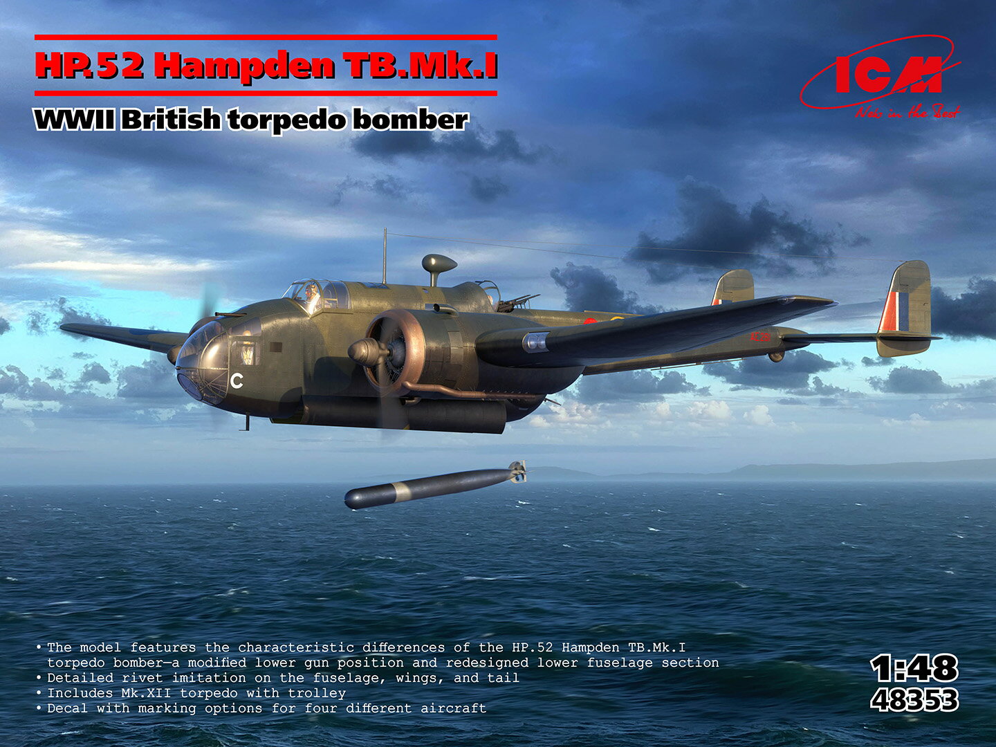 ICM 1/48 WWII イギリス軍 雷撃機 HP.52 ハンプデン TB.Mk.I 【48353】 (プラモデル)