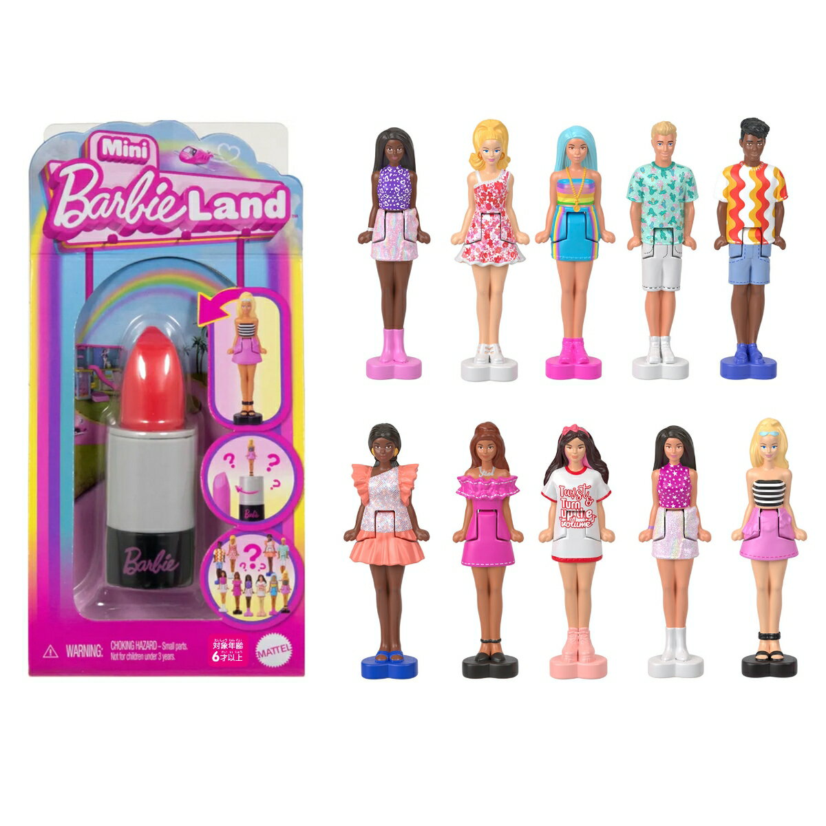 バービー(Barbie)　ミニバービーランド ファッショニスタ アソート（リップスティック）マイクロドール10体 BOX販売 きせかえ人形・ハウス 大人買い 6歳から マルチ 986A-HYF19