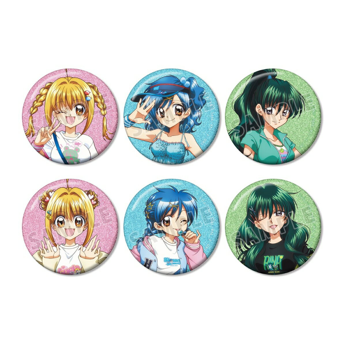 アニメ「ぴちぴちピッチ」ANGEL BLUEコラボ 描き下ろし トレーディンググリッター缶バッジ(BOX＝6個)