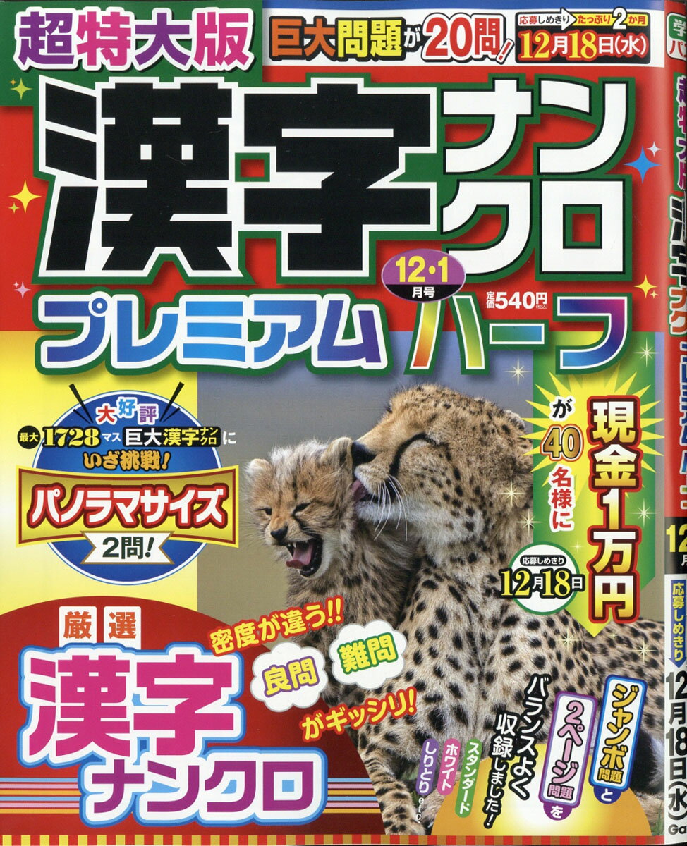 超特大版 漢字ナンクロ プレミアムハーフ 2019年 12月号 [雑誌]