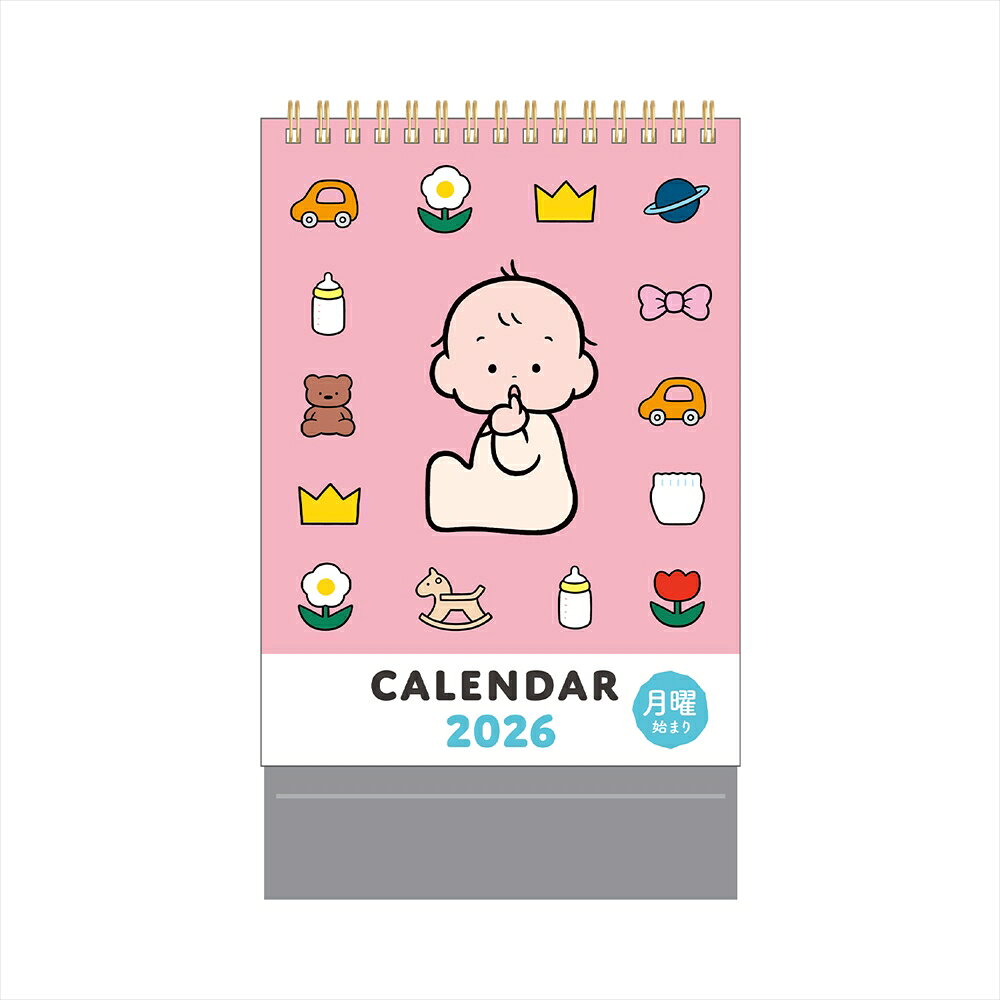 2026年 おおのたろう 卓上カレンダー（月曜始まり）