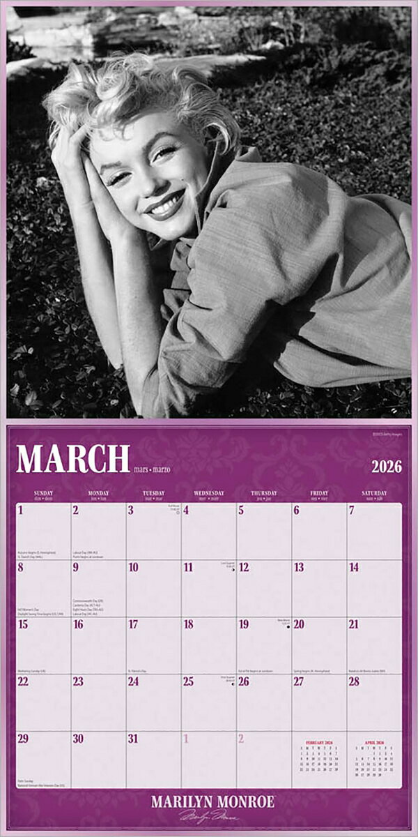 �ޥ��󡦥����� 2026ǯ �������� / �֥饦��ȥ饦�� ͢���� �ɳݤ� 30.5 x 61 cm (Marilyn Monroe Calendar)