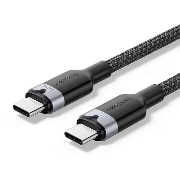 最大240W PD3.1 超急速充電 と 480Mbpsでスムーズなデータ転送 に対応したUSB-C 2.0ケーブル。

【USB Type-C to C ケーブル （USB2.0） 高耐久ナイロン】

・最大240Wまでの急速充電に対応
・進化したe-Markerチップ。急速充電中もデバイスを自動で保護
・屈曲試験10000回以上。摩耗に強くほつれにくい。
・抗酸化物質、耐腐食性。アルミニウム合金とPVCシェル。
・より速い充電とより安定した伝送を実現するために錫引き銅とアルミホイルのマルチストランドシールドを採用。

【商品詳細】
●ブランド：Vention
●商品名：USB 2.0 Type-C Cable
●モデル：TRI
●カラー：ブラック
●インターフェイス：USB-C
●電気メッキ：ニッケルメッキ
●コンダクター：錫引き銅
●シールド：アルミホイル
●ジャケット：PVC＋ナイロン編み
●シェル：アルミニウム合金
●データ伝送速度：480Mbps
●定格電流：最大5A
●定格出力：最大240W
●長さ：2m
●保証：1年
●パッケージ：カラーボックス
