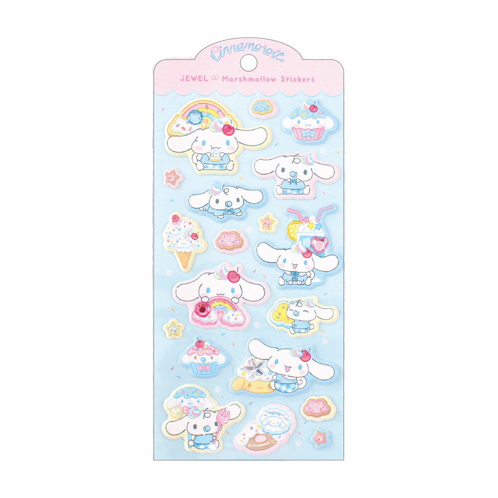 サンリオキャラクターズジュエルマシュマロステッカーズ　ファンシースナック／シナモロール