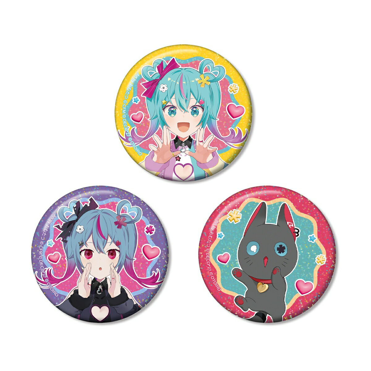 デコミクLIVE starring 初音ミク『Hello』Produced by DECO*27 / OTOIROデコミク&にーにゃ Art by おむたつ ホログラム缶バッジ3個セット ver.A