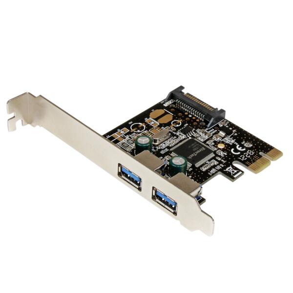 USB 3.0 2ポート増設PCI Expressインターフェースカード 2x USB 3.0 5Gbps 拡張用PCIe接続ボード SATA電源端子付き