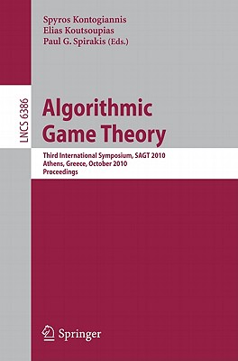 This book constitutes the refereed proceedings of the Third International Symposium on Algorithmic Game Theory, SAGT 2010, held in Athens, Greece, in October 2010.The 28 revised full papers presented together with 2 invited lectures were carefully reviewed and selected from 61 submissions. The papers are intended to cover all important areas such as solution concepts, game classes, computation of equilibria and market equilibria, convergence and learning in games, complexity classes in game theory, algorithmic aspects of fixed-point theorems, mechanisms, incentives and coalitions, cost-sharing algorithms, computational problems in economics, finance, decision theory and pricing, computational social choice, auction algorithms, price of anarchy and its relatives, representations of games and their complexity, network formation on the internet, congestion, routing and network design and formation games, game-theoretic approaches to networking problems, and computational social choice.
