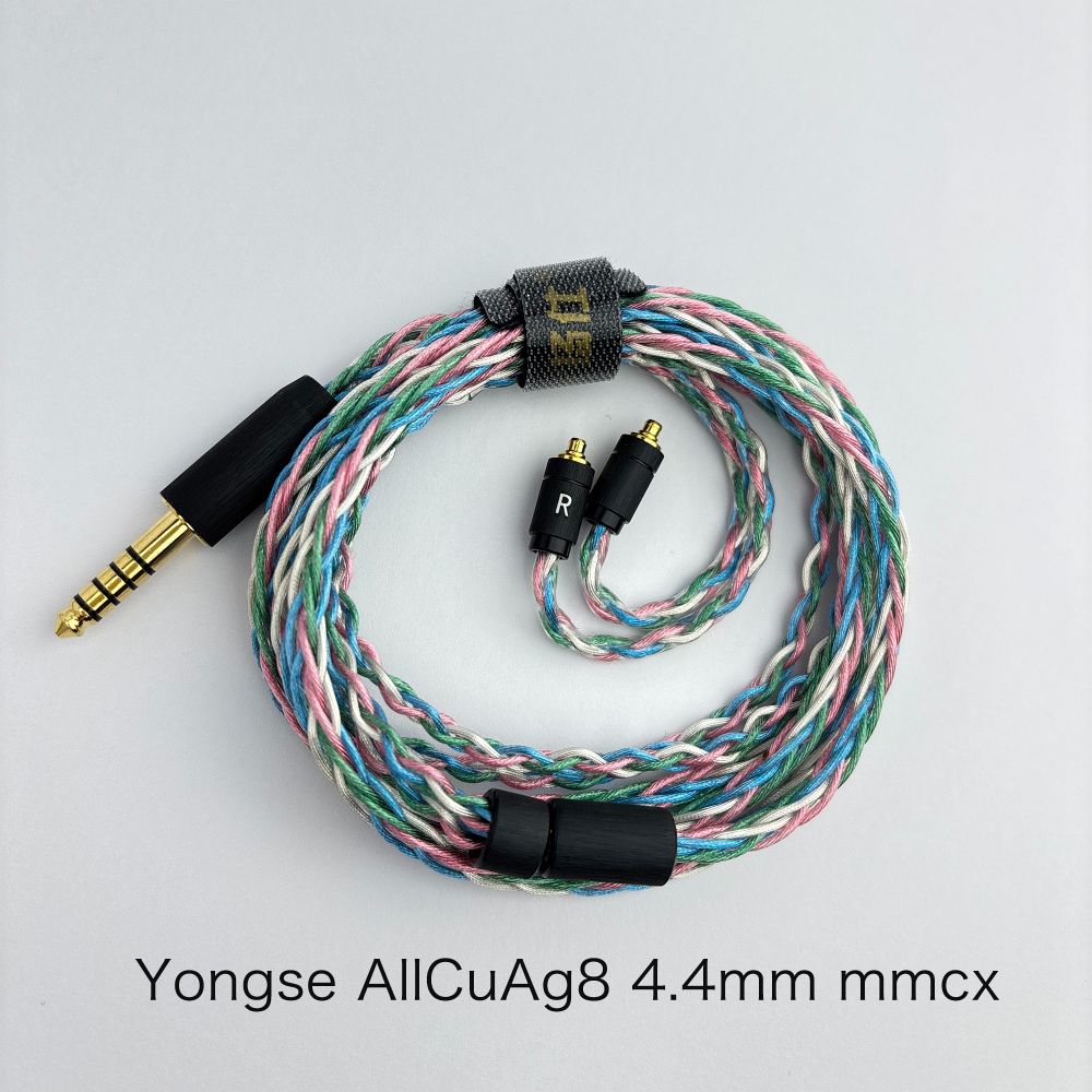 AllCuAg8（オールシーユーエージーエイト）もYongseのブランドとしてはエントリークラスに位置付けられます。
銅線の銀メッキではなく、銅と銀の合金を採用しており、1コアあたり133線を使用し左右合わせて8コア仕様となっております。
一本あたり0.03mmというリッツ線でウォームと解像度表現を両立するケーブルに仕上がっています。

◎Yongse （LIYANG BUCKS DIGITAL CABLES CO., LTD.）とは
2015年設立、中国・江南地域（リツ陽）に拠点を構えるケーブル専門メーカーです。
創業は2015年ですが、コアメンバーはケーブル業界において25年以上の経験を有しており、
設計・材料選定・量産管理に至るまで、豊富なノウハウを蓄積しています。

PC・スマートフォン向けデジタルケーブルに加え、
イヤホン／IEM用オーディオケーブルおよび各種精密コネクターの研究開発・製造を主力事業としています。
カスタマー要求仕様に応じたOEM／ODM開発を強みとし、導体構造設計、耐久性向上設計、
安定した信号伝送設計など、実使用を前提とした製品づくりを行っています。

強力な開発体制。専任R＆Dエンジニア：12名。品質管理担当：17名。第三者試験機関（TUV）との連携体制
単なる製造請負ではなく、設計段階からの技術提案型開発を行い、市場競争力のある製品仕様をご提案いたします。
国際安全基準への対応も進んでおり、当社製品は、UL（米国安全規格）対応、CE（EU適合規格）対応、
RoHS準拠など、国際的な安全・環境基準に適合しております。
北米・欧州市場での販売実績を有し、グローバル基準での品質・安全性を確保しています。

＜仕様＞
●素材：銅＋銀合金（2％純銀含）
●組方：8コア 7＊19 ／ 0.03
●インターフェイス：MMCX
●プラグ：4.4mm
●プラグ素材：銅＋24K金メッキ 外装：艶消し航空機グレードアルミニウム。オリジナル・スプリッター採用
●ケーブル長：120cm±2cm