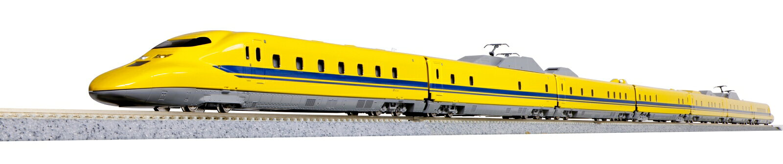 ●通称「ドクターイエロー」と呼ばれている923形3000番台のT5編成は、東海道・山陽新幹線で、線路の保守を行う基礎データを収集する新幹線電気軌道総合試験車です。
黄色い外観が特徴で、新幹線ファンや子供たち、旅行客にも人気の高い車両です。
令和9年(2027)1月をもって引退することが予定されています。

◆基本セット(3両)・増結セット(4両)のほか、特装スリーブの7両セットもラインナップ。
東海道・山陽新幹線の300系~N700Sまでの幅広い世代の新幹線と一緒に運転をお楽しみいただけます。

◆基本セット(3両)・増結セット(4両)は再生産です。
今回製品より価格・JANコードが変更になります。その他の仕様については従来製品からの変更はありません。

製品特徴 
・JR西日本所属の3000番台T5編成を製品化。JR東海所属のT4編成とは異なる細部(7号車アンテナの有無、ジャッキアップ用穴、屋根色等)を的確に捉えて再現
・車体の随所に配された試験車ならではの屋根上の観測ドームや検測機器を再現
・7両セットは2026年現在見られる1号車/7号車ドア窓に掲げられた引退記念の「Thank you」ロゴを再現
・2号車/6号車のパンタグラフ付近に設置された「検測用投光器」を点灯式で再現
・特徴ある黄色の車体塗装を美しく表現
・通常の700系とは違う先頭車のヘッドライト/テールライトは色調の異なる2色ヘッドライトを表現
・連結部には復元機能の付いた、E5系「はやぶさ」と同様の扱いやすいホロ連結器(KATOダイヤフラムカプラー)を採用
・側面窓は、実車の検測走行時の姿を再現するため、ロールカーテンがかかった状態で表現
・スロットレスモーターの採用で、スムースかつ静粛な走行性を実現
・特別企画品の7両セットは特装スリーブを採用。基本セット(3両)は紙箱、増結セット(4両)は7両ブック形ケースタイプで、基本セット(3両)を収納可能
・DCCフレンドリー

製品内容・編成図 
←博多
923-3001
923-3002(M)
923-3007
東京→

製品仕様 
・スケール:1/160 9mm(Nゲージ)
・商品形態:塗装済完成品
・車体の材質:プラスティック
・モーター:スロットレスモーター搭載
・ライト:ヘッドライト・テールライト・検測用投光器点灯
・付属品:リレーラー

活躍地域
・関東、中部、関西、中国、九州

会社
・JR

・ホビー系商品についての諸注意
メーカー都合により発売の大幅な延期が発生する可能性がございます。
予約商品についてはメーカーから順次入荷次第の発送となります。メーカー公表の発売日とは異なる場合がございますのでご了承ください。【対象年齢】：8歳以上