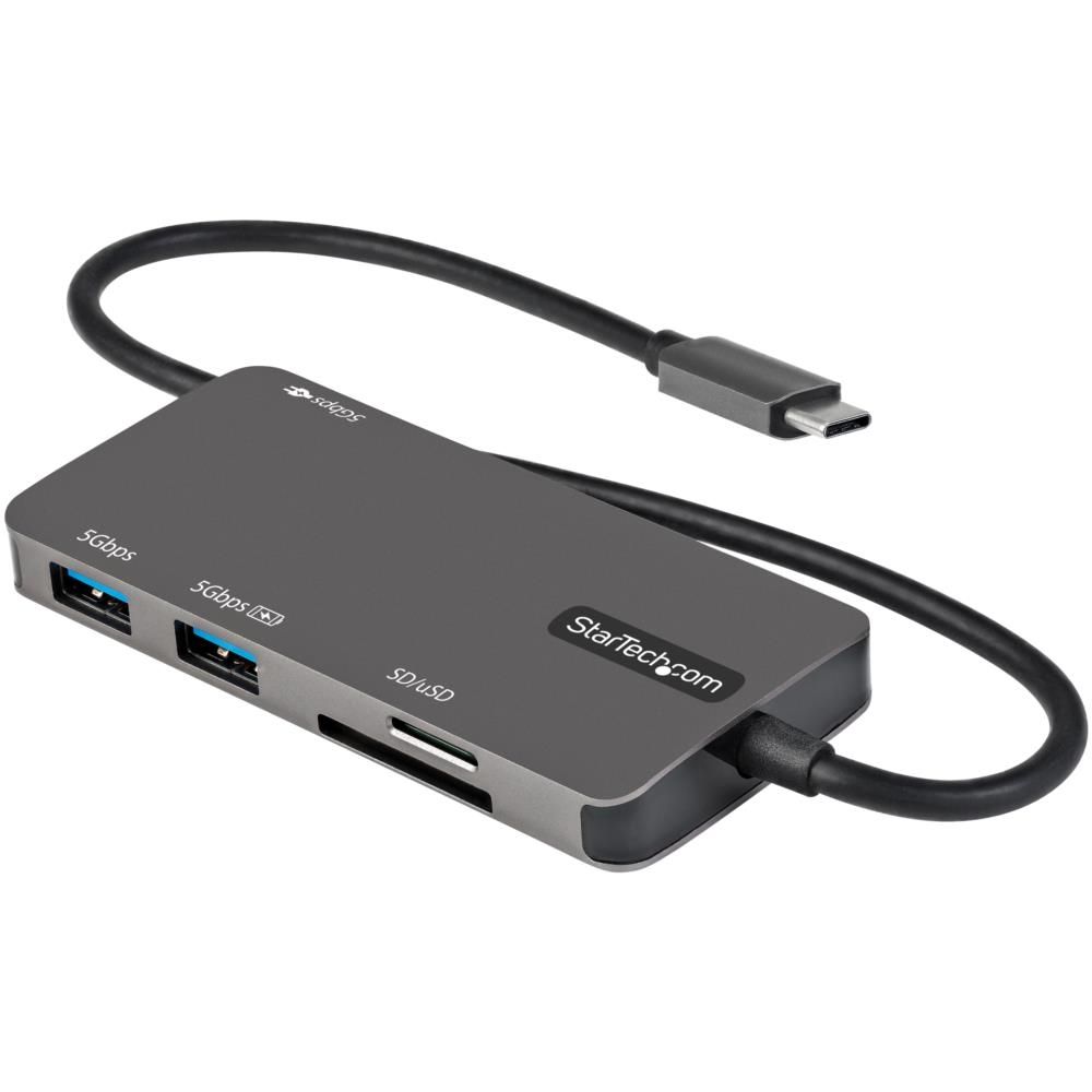 USB Type-Cマルチ変換アダプター/4K HDMI/100W USB PD/SD & microSD スロット/3ポートUSB 3.0 ハブ/タイプC対応マルチハブ/本体一体型30cmケーブル