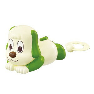 ワンワンとおいかけっこで元気にからだを動かそう！保護者の方が足の先の黄色いリングを引っ張ってあげてください。ワンワンの背中にタッチすると走り出します。赤ちゃんは動くのが大好き！タッチすると走り出すワンワンをハイハイで追いかけて、遊びながら足腰の発達を促します。