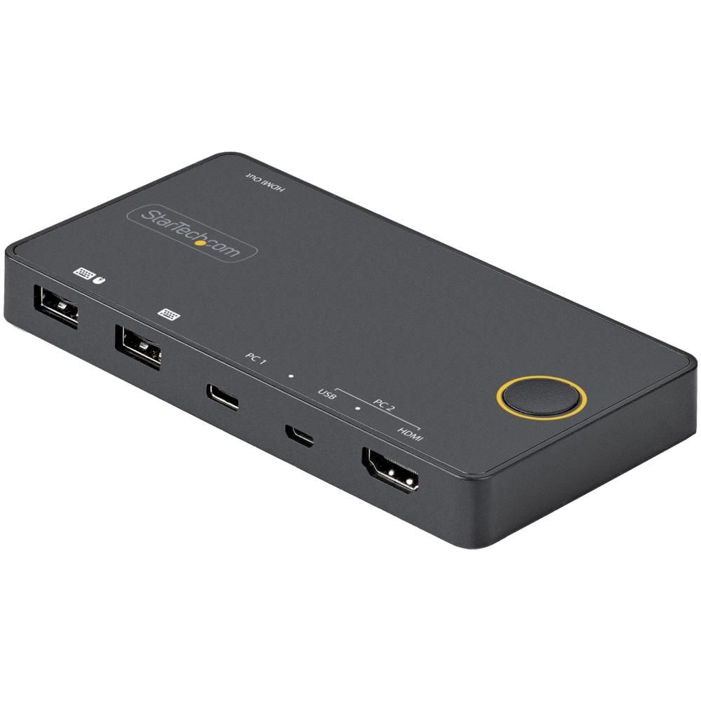 2ポートKVMスイッチ/USB-A HDMI USB-Cスイッチャー/4K60Hz HDMI 2.0シングルモニタ対応/デスクトップ ノートPC切替器/USBバスパワー/Thunderbolt 3互換