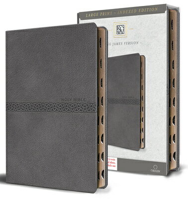 KJV Holy Bible, Large Print Medium Format, Gray Faux Leather with Ribbon Marker, Red Letter, Thu..