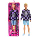 バービー（Barbie） ケン　ファッショニスタ　パープルチェック 【着せ替え人形】 【再利用可能ビニールバッグ】【3才~】 HBV25