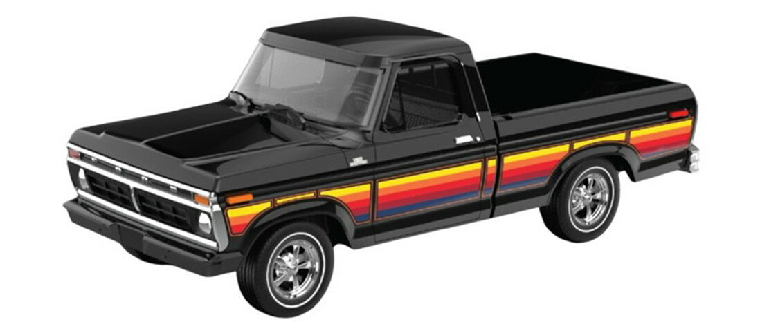 GreenLight 1/64 1977 Ford F-100 - Free Wheeling Stripes Edition - Raven Black 【30571】 (ミニカー)