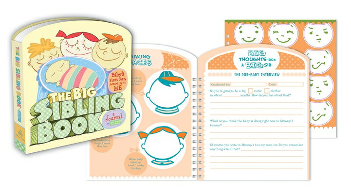 BIG NEWS--your family is growing, and it's time to get your firstborn psyched about becoming a big sibling! Organized chronologically, "The Big Sibling Book" is designed to help prepare your child for the new arrival with interviews, sticker activities, and pages for recording Baby's first. The end result is a precious two-in-one keepsake that captures Baby's first year and the unique perspective of the new big kid in the family. 
For big kids ages 2-6 (with a little help from Mom or Dad).