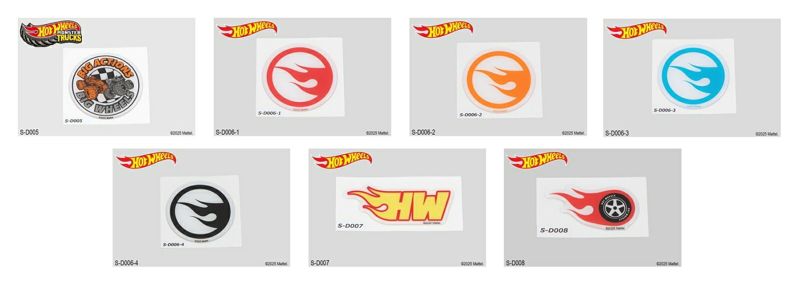 ＜セット内容＞
ホットウィール（Hot WHeels）　ステッカー BIG ACTIONS BIG WHEELS
ホットウィール（Hot WHeels）　ステッカー TH（レッド）
ホットウィール（Hot WHeels）　ステッカー TH（オレンジ）
ホットウィール（Hot WHeels）　ステッカー TH（ブルー）
ホットウィール（Hot WHeels）　ステッカー TH（ブラック）
ホットウィール（Hot WHeels）　ステッカー HW
ホットウィール（Hot WHeels）　ステッカー FIRE TIRE
ーーーーーーーーーーーーーーーー

Hot Wheels公式ライセンス商品。
Hot Wheelsのロゴ・マークをデザインしたステッカーです。
ポッティング加工の厚さのあるステッカーです。耐候性に優れた屋外でも使用可能なステッカーです。