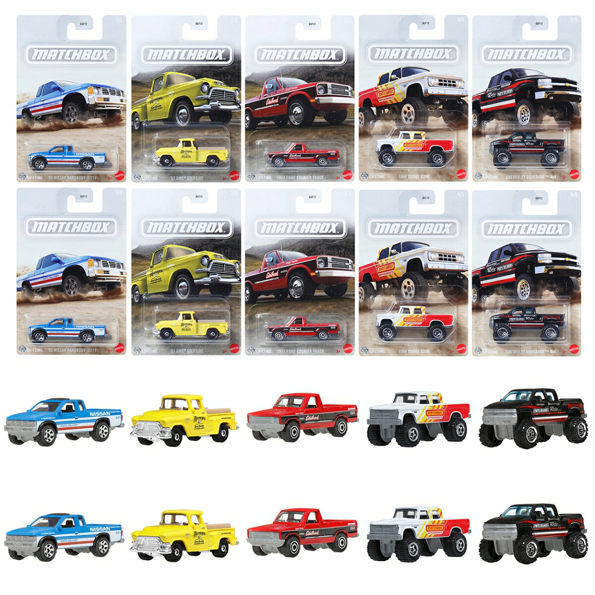 マッチボックス(Matchbox) テーマ アソート - トラックシリーズ 乗り物おもちゃ ミニカー 10台入り BOX販売 3歳から マルチ 986E-GGF12