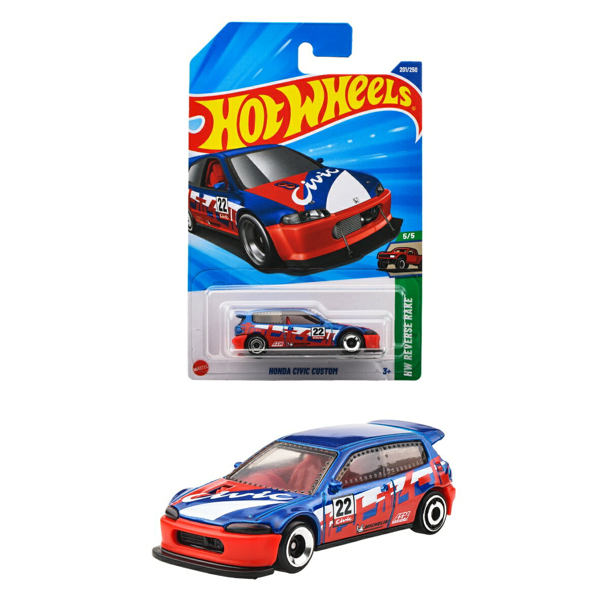 ホットウィール(Hot Wheels) ベーシックカー ホンダ シビック カスタム 乗り物おもちゃ ミニカー 3歳から レッド JFN58