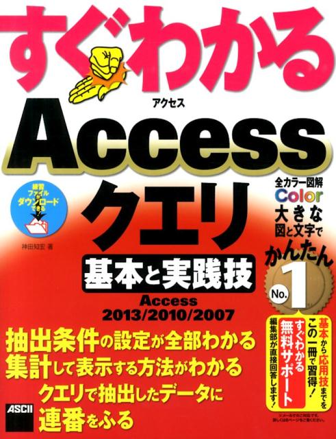 抽出条件の設定が全部わかる。集計して表示する方法がわかる。クエリで抽出したデータに連番をふる。