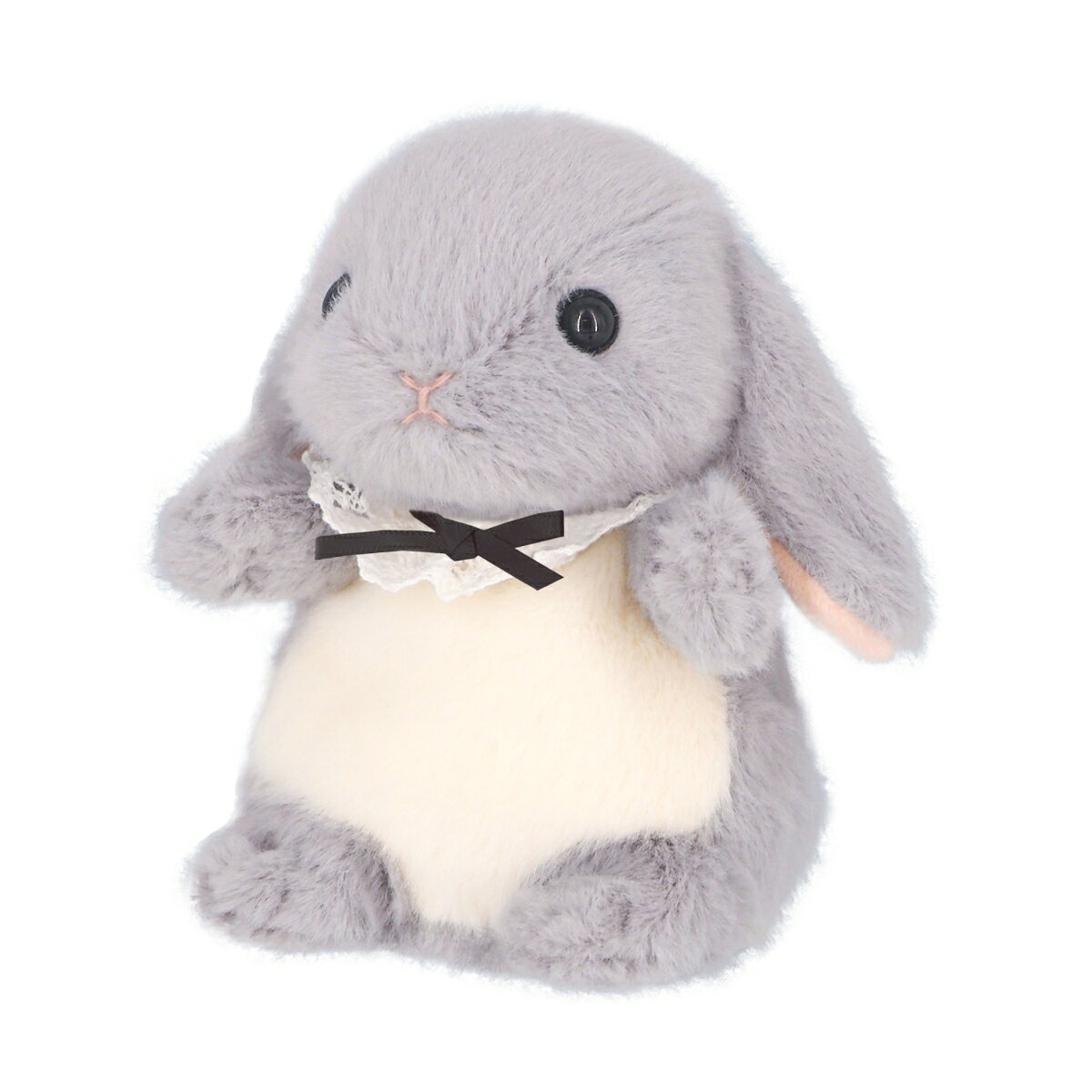 ちいさくて、もふもふしたうさぎのぬいぐるみ「ちもしぃらびっつ」よりロップイヤーが新登場！やわらかいグレーのくすみカラーです！【商品サイズ (cm)】(幅×高さ×奥行）：12×13×9