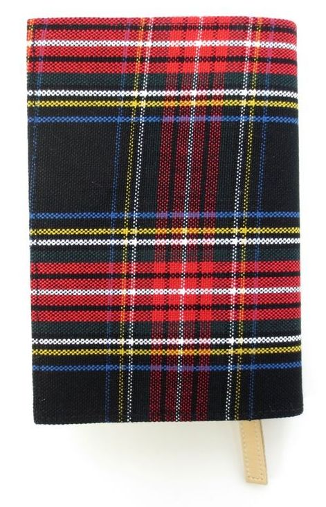 文庫版 Tチェック 国産帆布ブックカバーBK