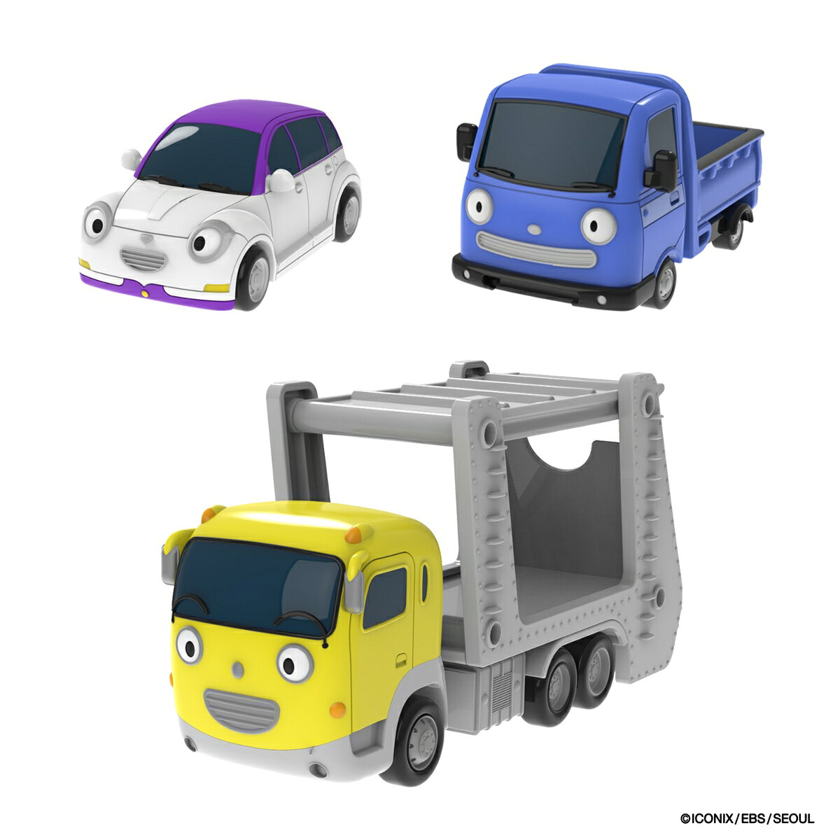 ちびっこバス タヨから新しい大集合セットが登場！ミニカーが3台入った特別なセット品！手転がしでころ走行が楽しめ、大きいキャリアカーにはミニカーを乗せることができます。また、プレイセットと連動して楽しむことができます。［セット内容］・本体…1（本商品のセット内容以外は付属しません。）【対象年齢】：3才〜