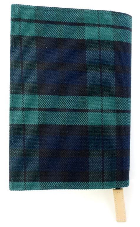 文庫版 Tチェック 国産帆布ブックカバーBW