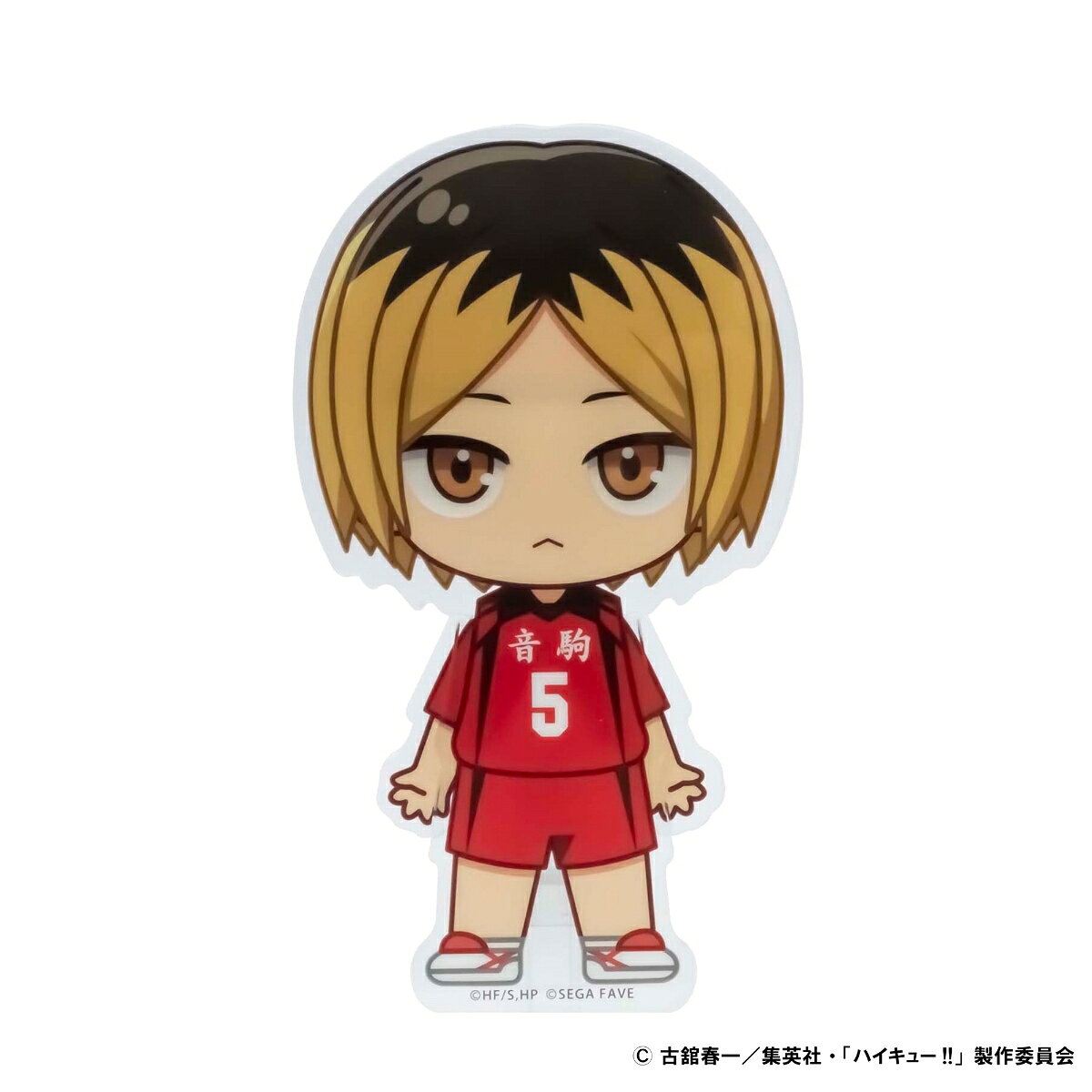 アニメ『ハイキュー!!』より、動かせて飾れるアクスタ×ドール新登場！
ポーズがとれる!表情も変わる！まるで「生きているアクスタ」！！

●表情が変えられる！
キャラクター背面のレバーを上下することで瞼が閉じて瞬きします(瞬き機能)。
顔の角度を変えてもキャラクターがあなたを見つめてくれます(追眼機能)。

●ポーズが取れて楽しい！
付属のスティックをキャラクターにセットすると、手を上下に動かすことができます。瞼の瞬き機能も上手く使って楽しく動かそう！

●飾っても良し！一緒にお出かけしても良し！
スティックを外せるのでコンパクトになり持ち運びもできます。また、スティックから外してスタンド台座に飾ることができます。