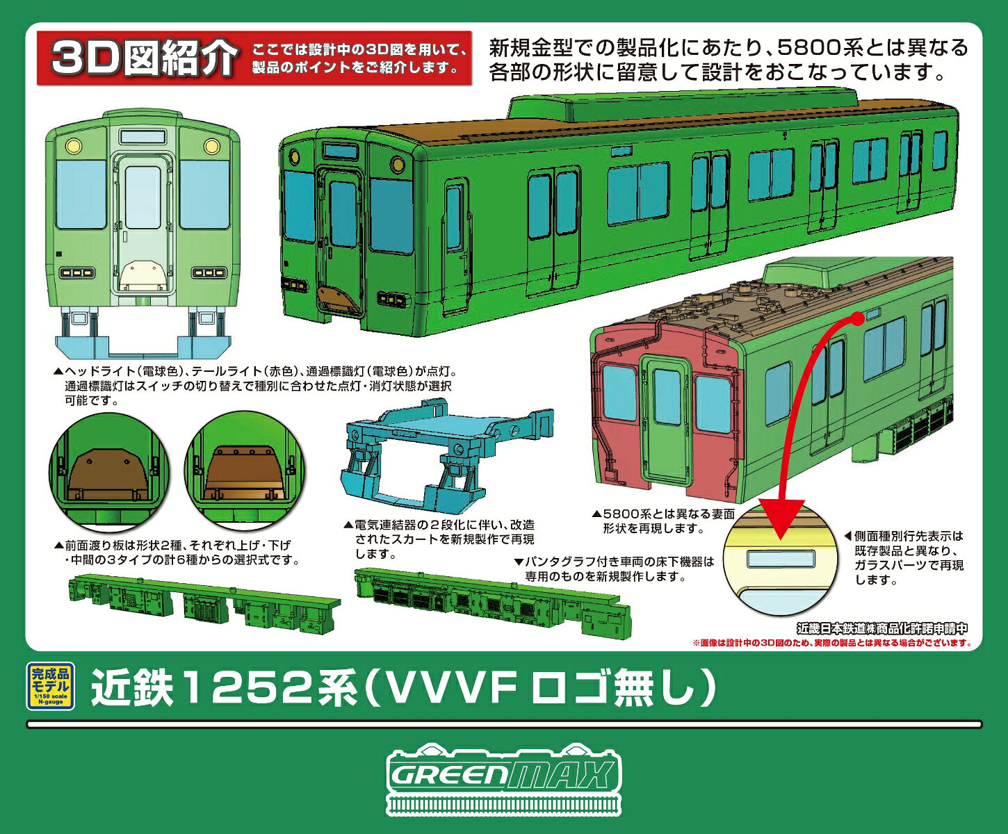 完成品モデル 近鉄1252系（VVVFロゴ無し）先頭車2両セット（動力付き） 【32216】 (鉄道模型 Nゲージ)