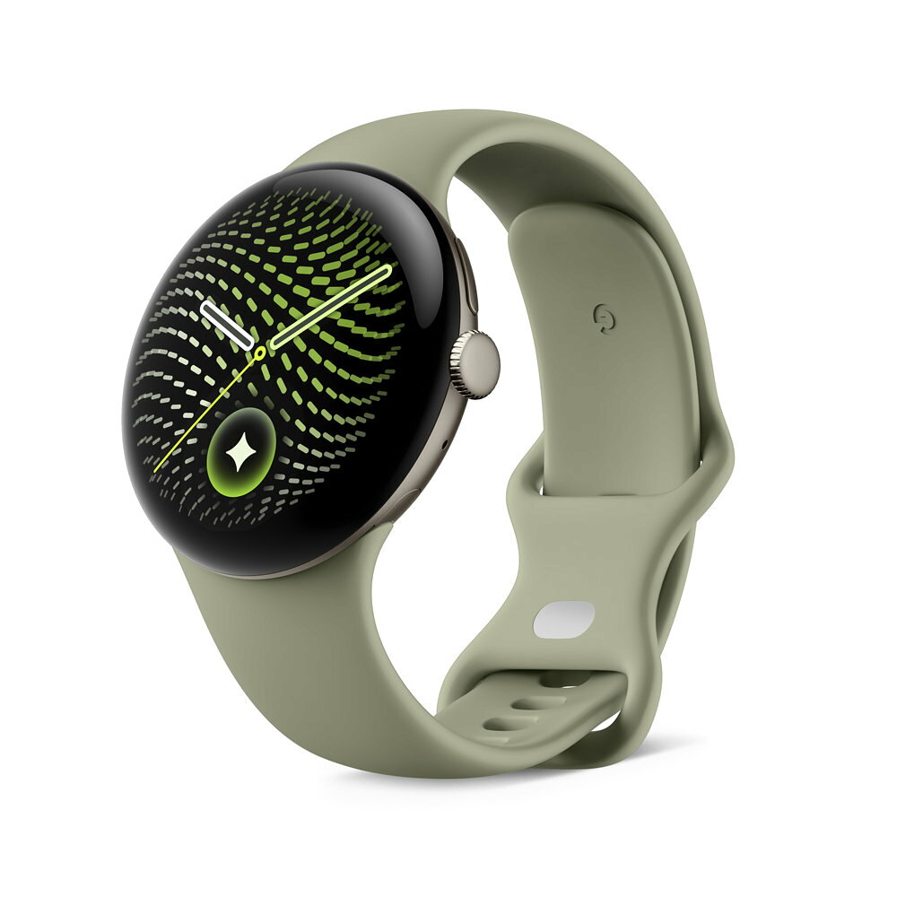 Google Pixel Watch 5（45 mm） Satin Pyrite アルミケース / Olive アクティブ バンド（第 2 世代） Wi-Fi