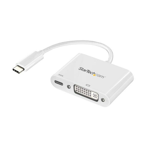 USB Type-C - DVI 変換アダプタ/USB Power Delivery/USB-C - DVI-Dビデオ変換/1080p/タイプC - DVI シングルリンク 映像コンバータ/60W PD対応/Thunderbolt 3 互換/ホワイト