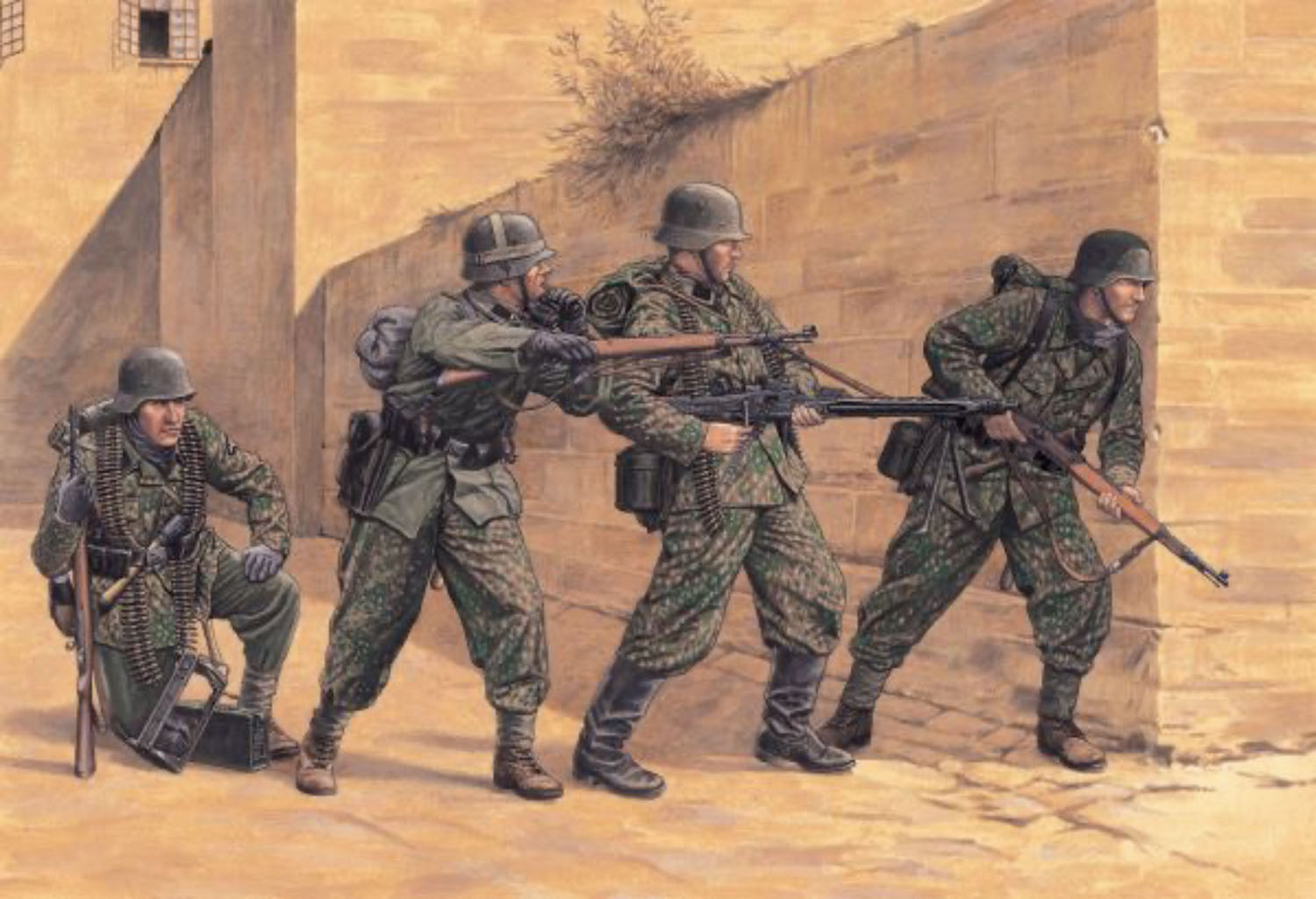 ●第二次世界大戦で活躍したドイツ軍の武装親衛隊ヴィーキング師団兵士を1/35スケールで再現したプラスチックモデル組み立てキット
●4体のフィギュアは物陰に身を隠しながら戦闘を展開する緊張感あふれる姿でモデル化
●M43野戦服の上に迷彩を重ねたスタイル。
服のしわなど自然な表現が施されてます。
●装備や銃器類は繊細でシャープな仕上がり定評あるドラゴンのGen2シリーズのパーツをセット
●パーツ点数：146点

・ホビー系商品についての諸注意
メーカー都合により発売の大幅な延期が発生する可能性がございます。
予約商品についてはメーカーから順次入荷次第の発送となります。メーカー公表の発売日とは異なる場合がございますのでご了承ください。【対象年齢】：