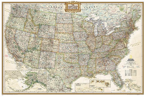 National Geographic United States Wall Map - Executive (Poster Size: 36 X 24 In)