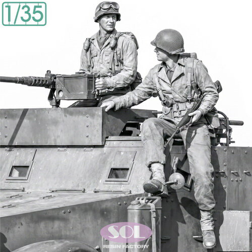 SOL MODEL 1/35 WWII アメリカ陸軍 野戦無線通信兵&M3A1ハーフトラック機関銃手セット(2体入) 【MM1005】 (プラモデル)