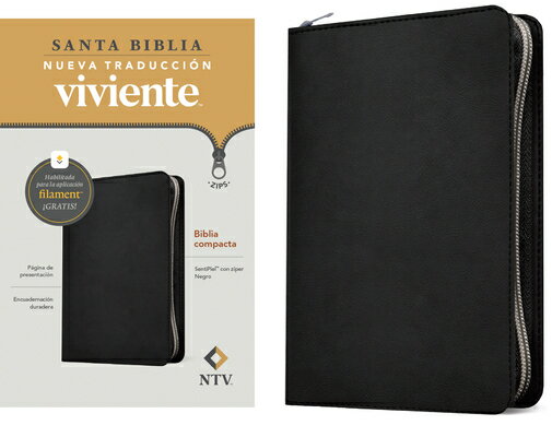 Biblia Compacta Ntv de Zper, Con Filament (Sentipiel, Negro) BIBLIA COMPACTA NTV DE ZIPER C 