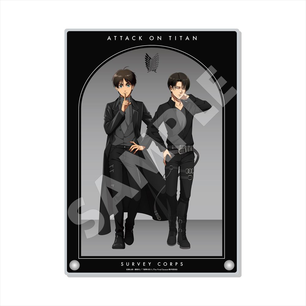 進撃の巨人 Black & White ver． アクリルボード ／01 エレン・リヴァイ（Black）