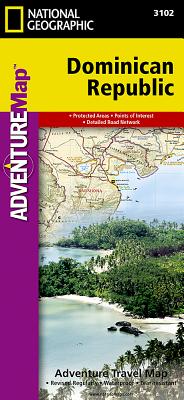 Dominican Republic. The most popular destination in the Caribbean offers much beyond spectacular beaches. Walk the cobbled streets of the first city of the Americas, climb the region's highest peak, explore deep caves adorned with native art, dive rich coral reefs. National Geographic Maps is proud to produce this eco-travel map of the Dominican Republic - a country whose natural attractions and cultural roots are matched by the warmth of its people. Additional Details: Printed on waterproof, tear-resistant material that's highly durable and perfect for travel.Includes detailed road network, protected area boundaries and two insets of Santo Domingo.