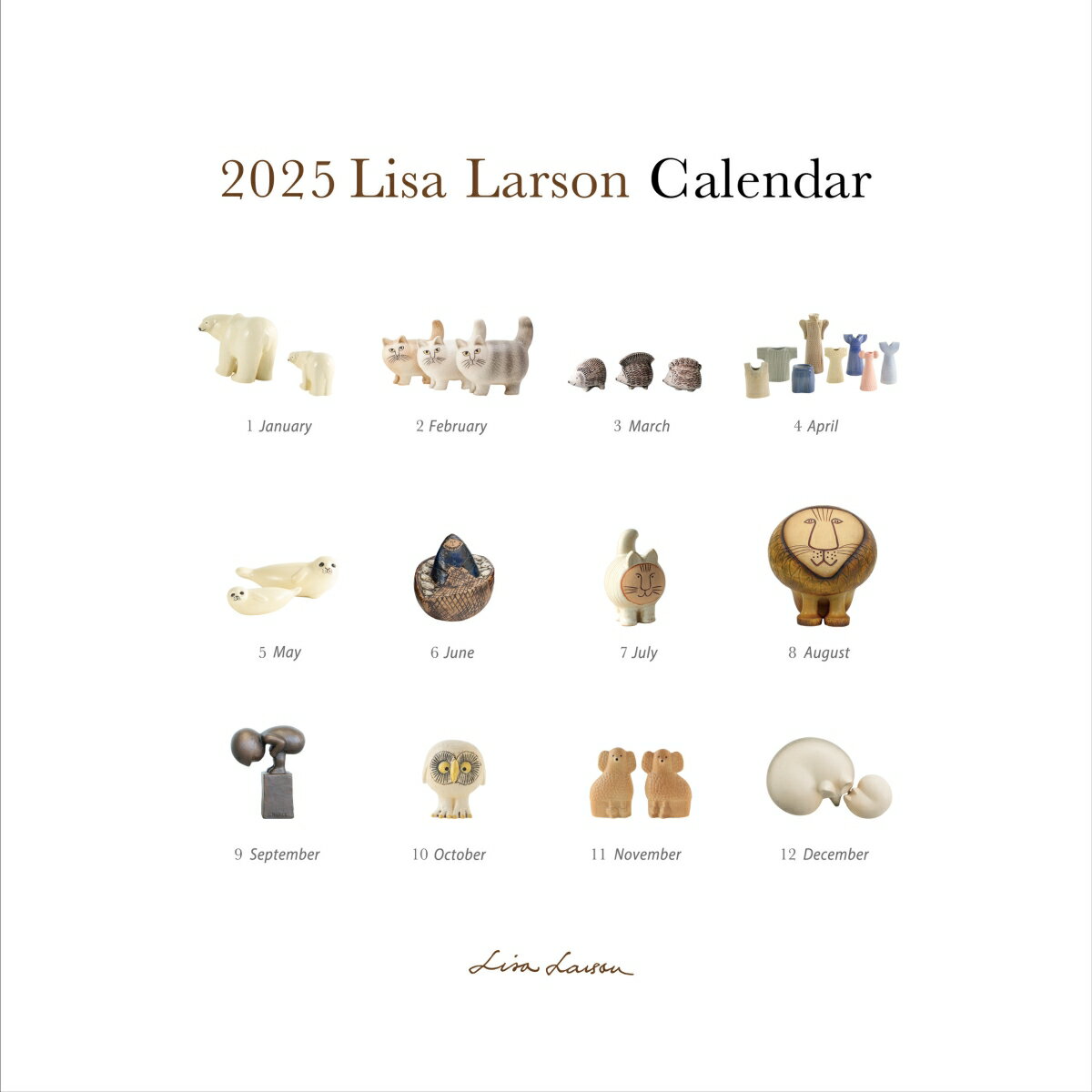 壁掛けカレンダー2025（リサ・ラーソン　セラミックワークス）