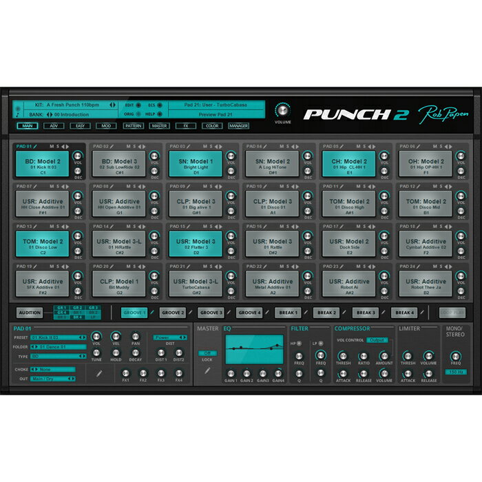 Rob Papen プラグイン ドラムシンセ ソフト音源 PUNCH 2