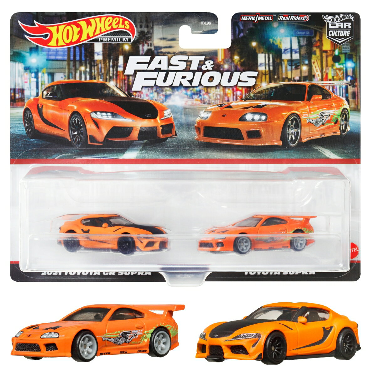 ホットウィール(Hot Wheels) プレミアム 2パック ワイルド・スピード 2021 トヨタ GR スープラ / トヨタ スープラ 【3才~】 HKF54