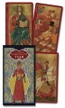 The latest of Lo Scarabeo's stunning metallic decks, The Golden Tarot of Tsar is printed with shining gold foil, evocative of the richness of the art of the Tsars. Atanassov meticulously captures the intricate art of the Russian miniaturists who exemplified the art of this time. He also brilliantly merges the archetypes of the Tarot with the histories of Christian saints. Just as the saints achieved spiritual enlightenment and expressed their precepts in their daily actions, so the Tarot helps us access the spiritual and manifest it in our everyday lives.