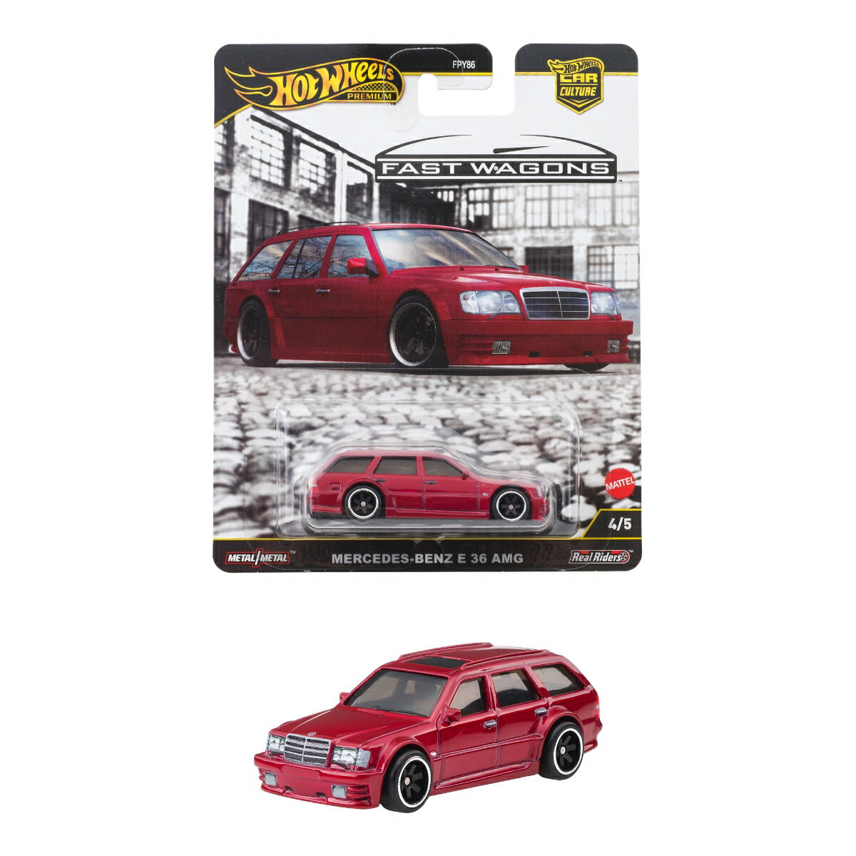 ホットウィール(Hot Wheels) カーカルチャー ファスト・ワゴン メルセデス・ベンツ E 36 AMG 乗り物おもちゃ ミニカー 3歳から レッド JBK69
