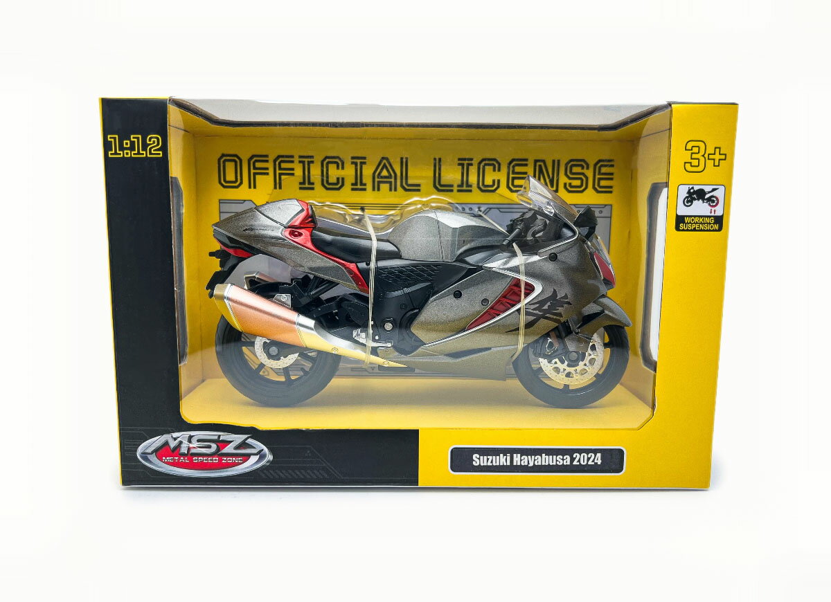 1/12 スケール塗装済み完成品 ダイキャストモーターサイクルに新商品が登場します！
究極のスポーツバイクをコンセプトに開発された「Suzuki Hayabusa 2024」と、お馴染みのグリーンカラーが目を引く「Kawasaki Ninja 400」の2車種をご用意しております。
どちらも人気のスーパースポーツとなっております！！

■本体サイズ：177×60×102mm
■箱サイズ：98×214×137mm

・ホビー系商品についての諸注意
メーカー都合により発売の大幅な延期が発生する可能性がございます。
予約商品についてはメーカーから順次入荷次第の発送となります。メーカー公表の発売日とは異なる場合がございますのでご了承ください。【対象年齢】：