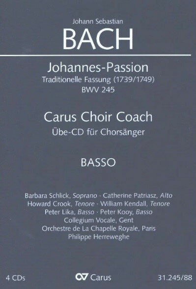 【輸入楽譜】バッハ, Johann Sebastian: ヨハネ受難曲 BWV 245(Trad. 1739/1749年版)(独語・英語)/原典版/Wollny編: バス・パート合唱練習用