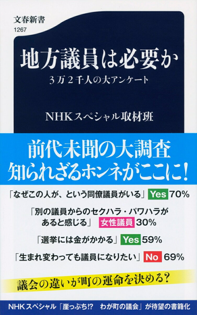 「あなたのやりがいは？」「選挙にはお金がかかる？」「生まれ変わっても議員になりたい？」。全国一七八八議会のすべての議員を対象にした前代未聞の企画。その結果と追加取材をまとめた議員のホンネがわかる一冊。