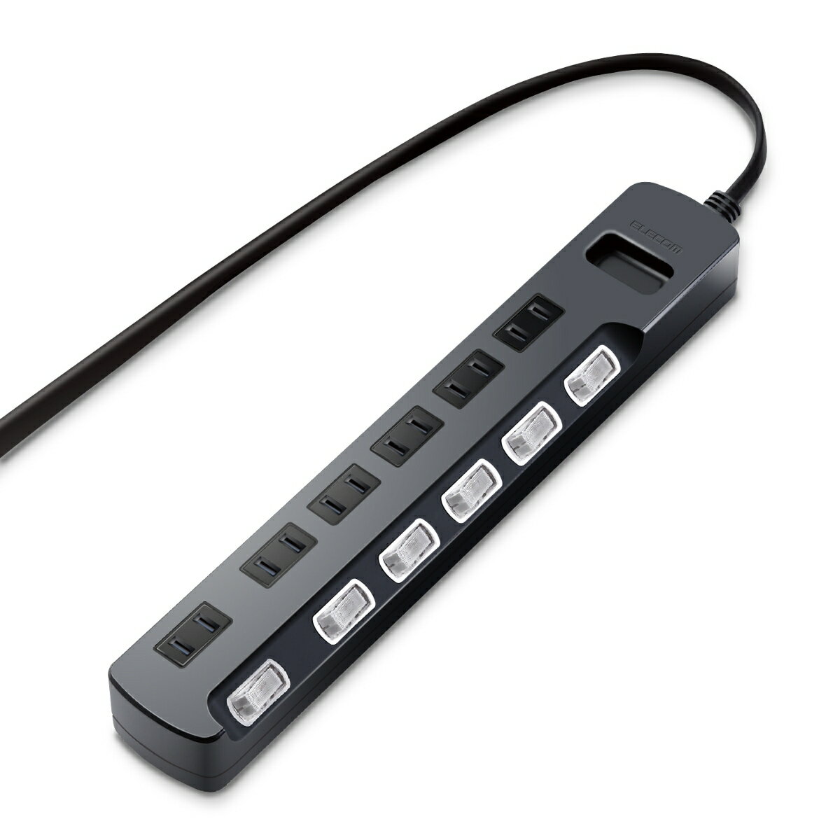 AV雷ガードタップ/個別/ホコリシャッター付/6個口/2.5m/ブラック