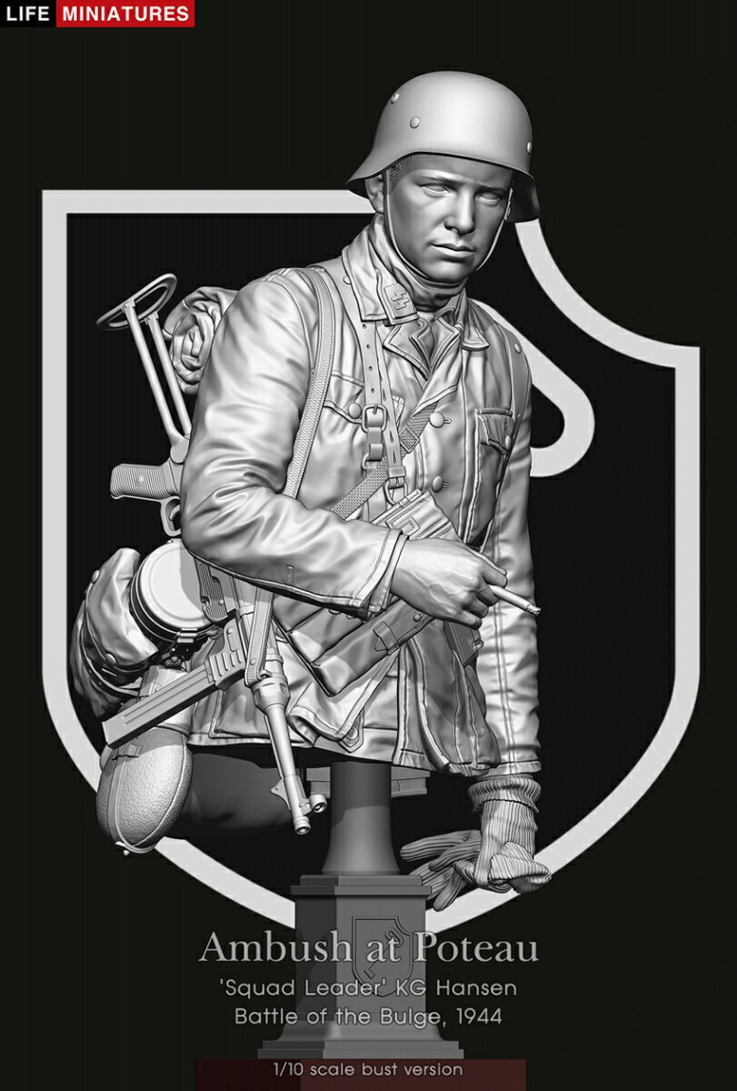 1/10(200mm)バスト WWII ドイツ ポトー迎撃戦 ハンセン戦闘団の分隊長 バルジの戦い1944 胸像 【LM-B031】 (プラモデル)