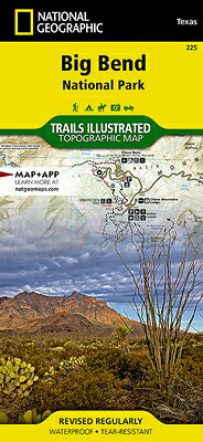 The map includes Big Bend National Park, Portions of Big Bend Ranch State Park, Black Gap Wildlife Management ARea, the Chisos Mountains, Sierra del Carmen, Sierra del Caballo Muerto, designated backcountry camping sites, park information, and more. Includes UTM tick marks for use with your GPS unit.